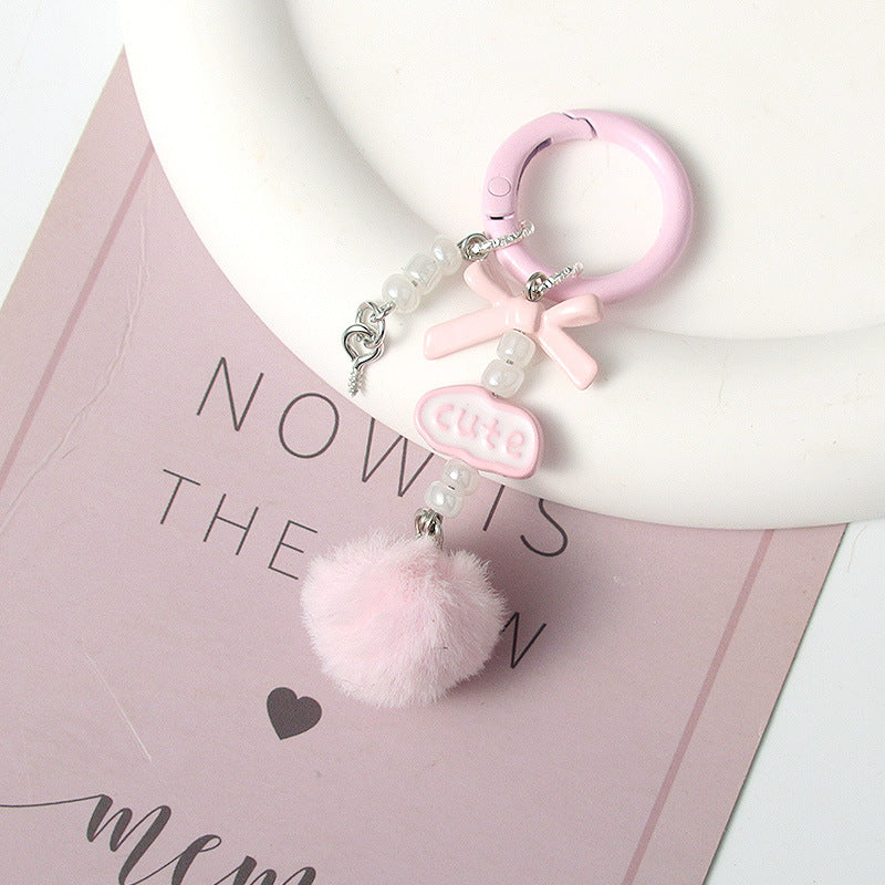 Wholesale Handmade DIY hair ball letter blind box cute beaded keychain